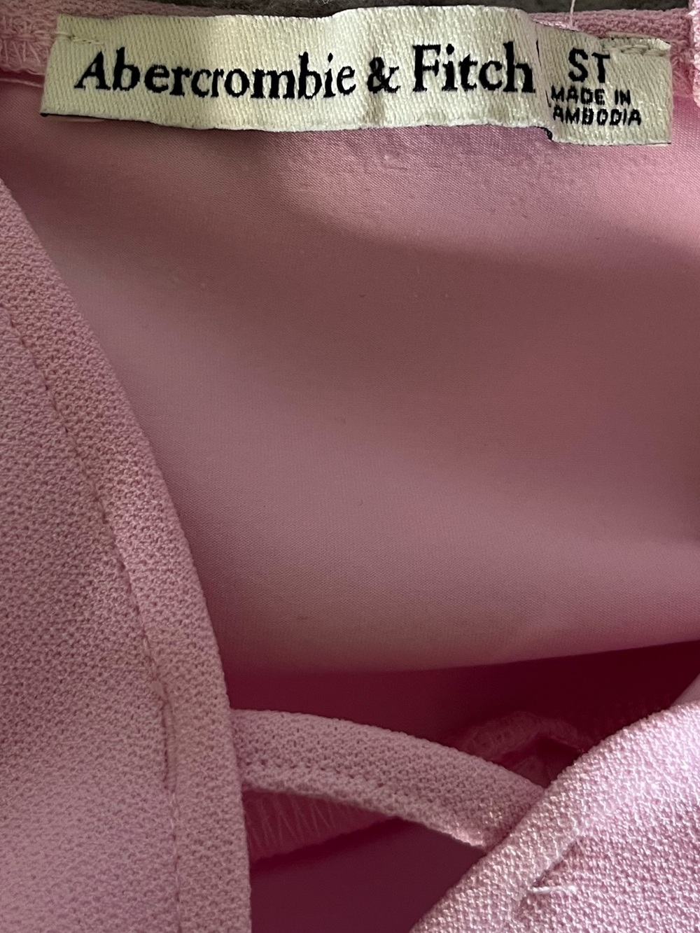 Abercrombie & Fitch Spaghetti-Strap V-Neck Pink Mini Dress Zip up back - Picture 4 of 4